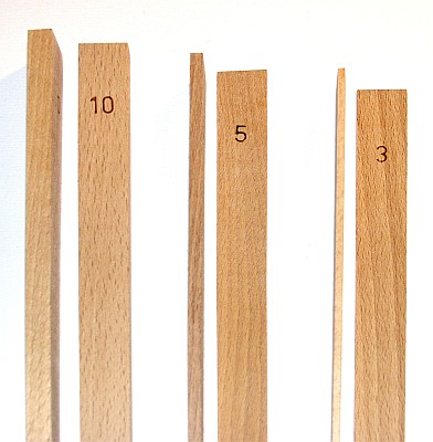 Wooden Dough Thickness Guide Set, 3-5-10mm, 6 pieces